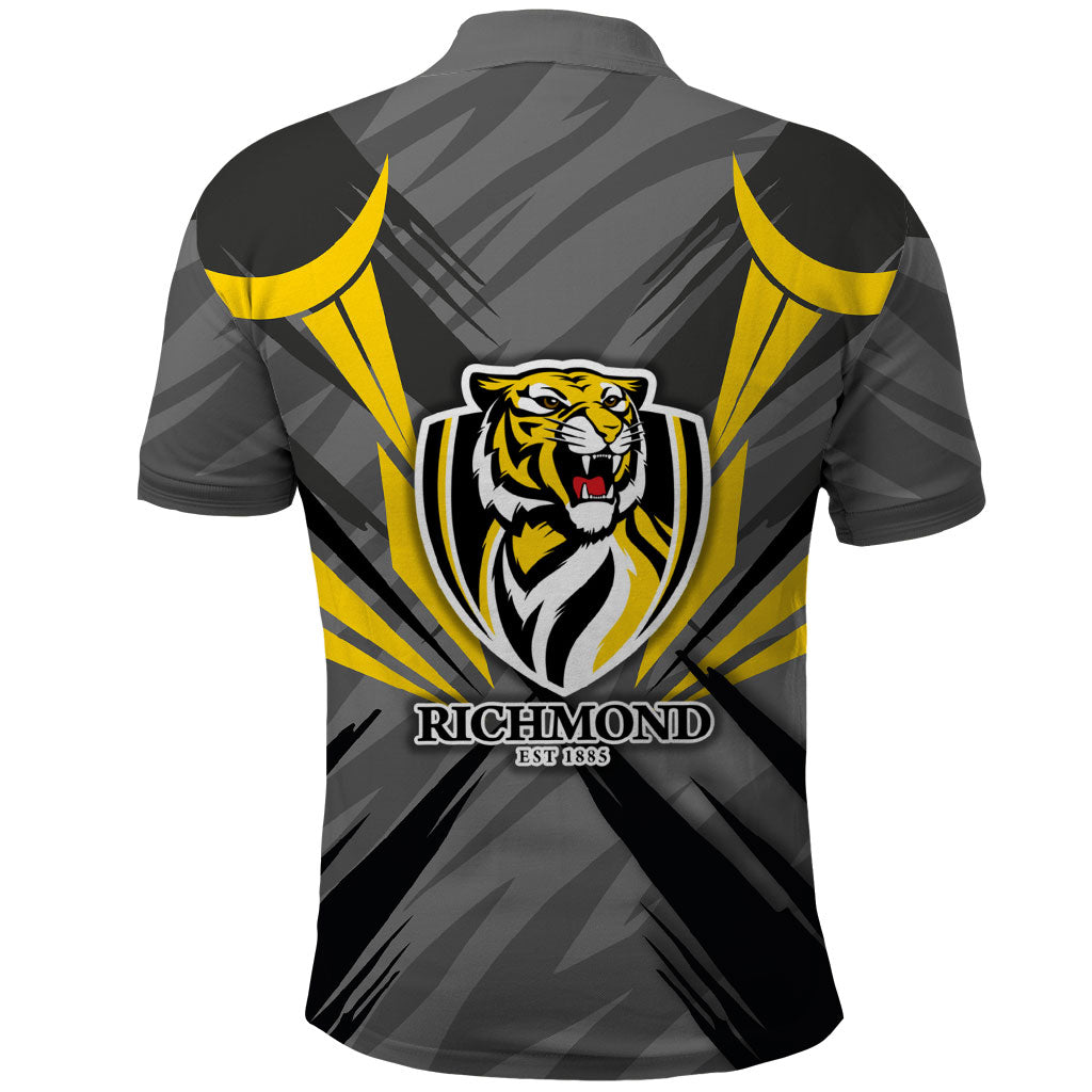 Richmond Tigers Australian Football Polo Shirt Fierce Tiger Mascot - Bold Team Colors
