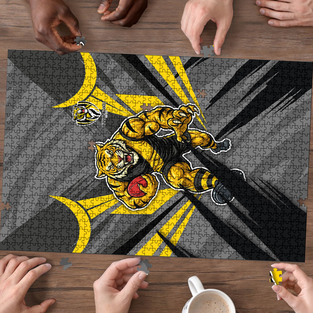 Richmond Tigers Australian Football Puzzle Fierce Tiger Mascot - Bold Team Colors