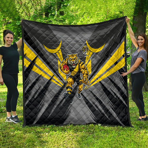 Richmond Tigers Australian Football Quilt Fierce Tiger Mascot - Bold Team Colors