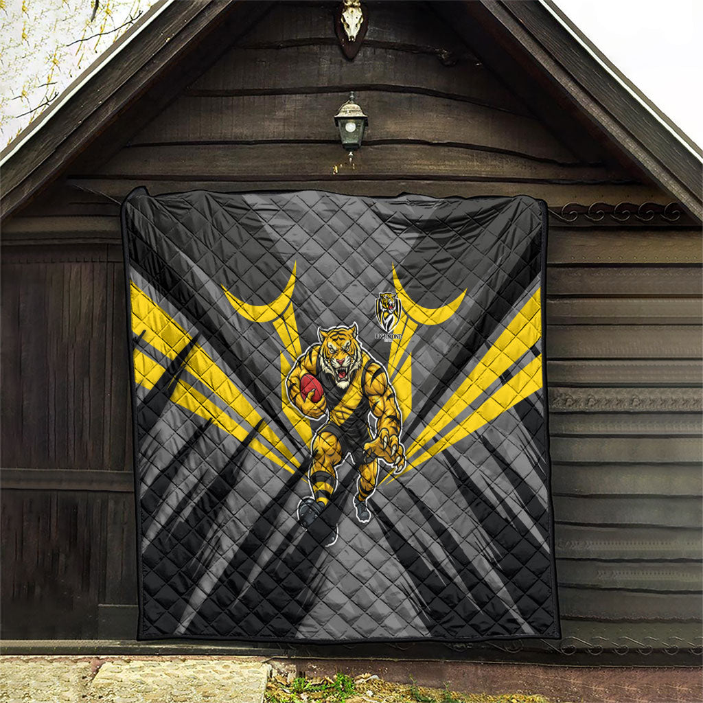 Richmond Tigers Australian Football Quilt Fierce Tiger Mascot - Bold Team Colors