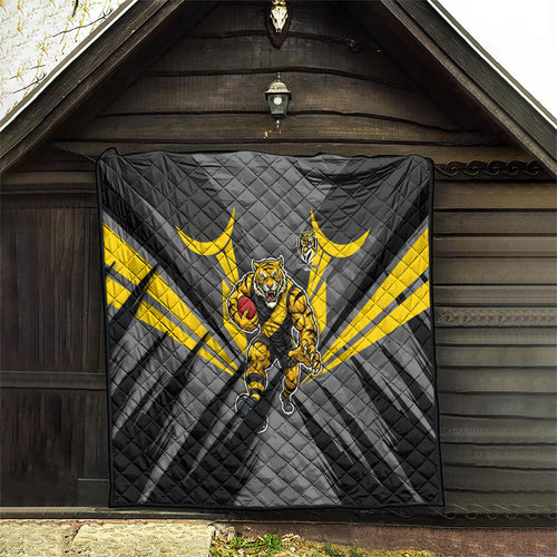 Richmond Tigers Australian Football Quilt Fierce Tiger Mascot - Bold Team Colors
