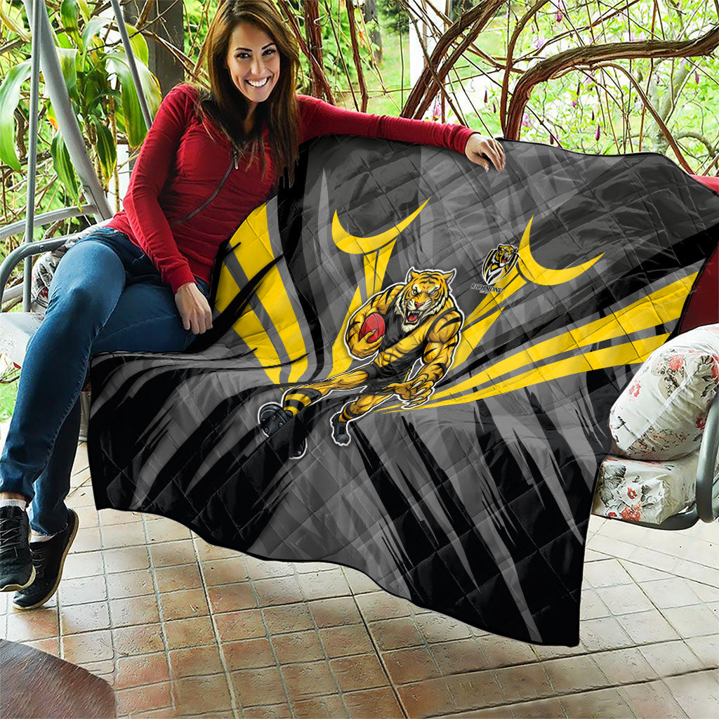 Richmond Tigers Australian Football Quilt Fierce Tiger Mascot - Bold Team Colors