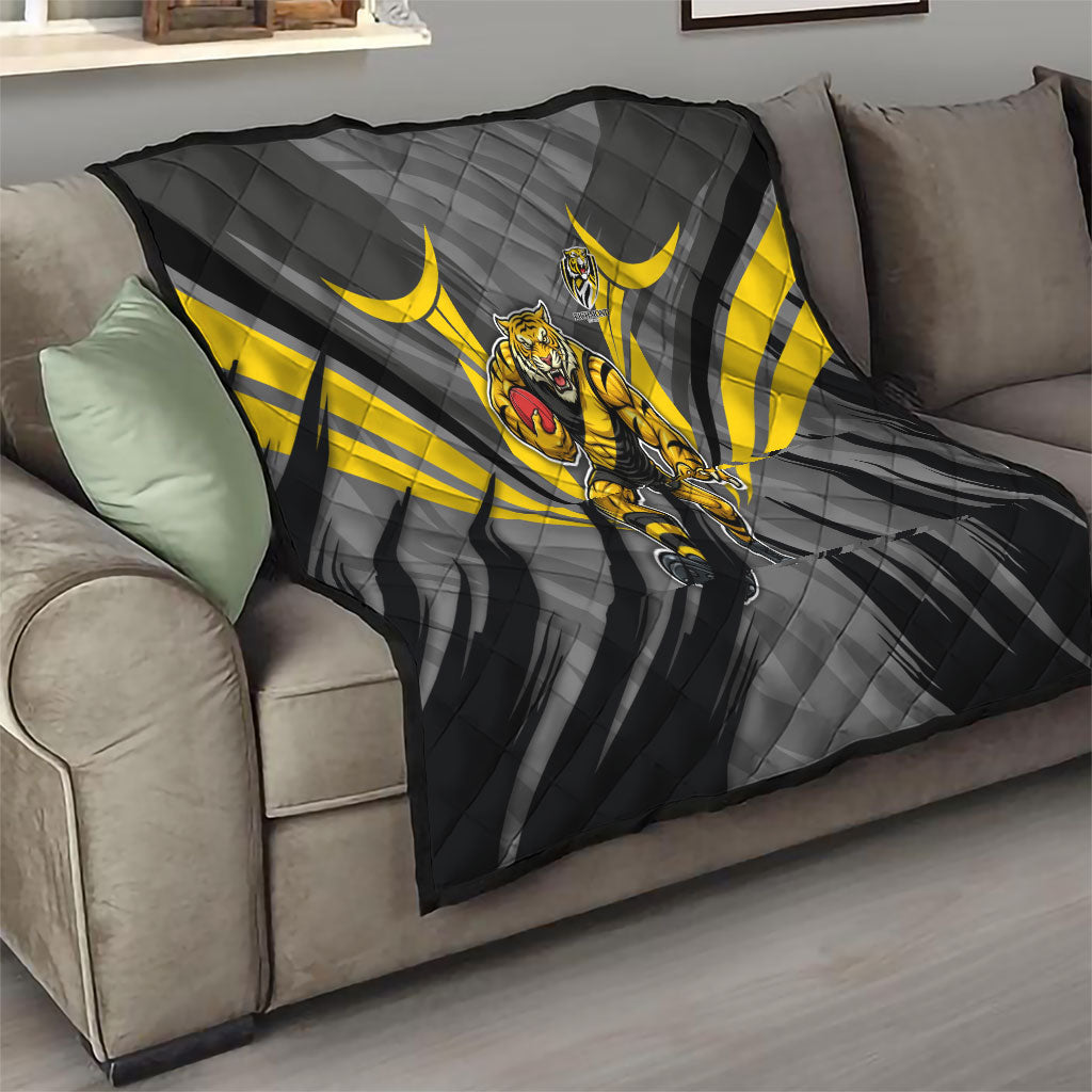 Richmond Tigers Australian Football Quilt Fierce Tiger Mascot - Bold Team Colors