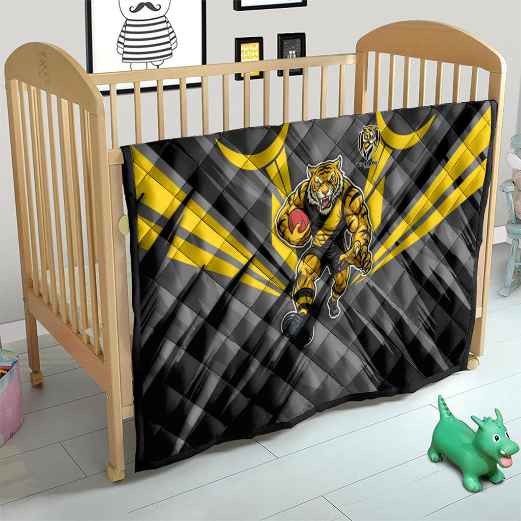 Richmond Tigers Australian Football Quilt Fierce Tiger Mascot - Bold Team Colors
