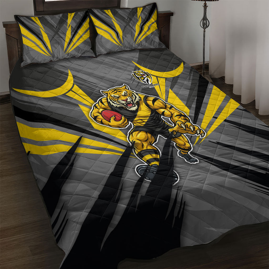 Richmond Tigers Australian Football Quilt Bed Set Fierce Tiger Mascot - Bold Team Colors