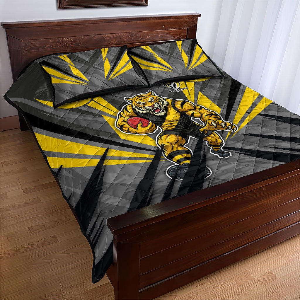 Richmond Tigers Australian Football Quilt Bed Set Fierce Tiger Mascot - Bold Team Colors