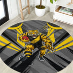 Richmond Tigers Australian Football Round Carpet Fierce Tiger Mascot - Bold Team Colors