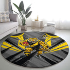 Richmond Tigers Australian Football Round Carpet Fierce Tiger Mascot - Bold Team Colors