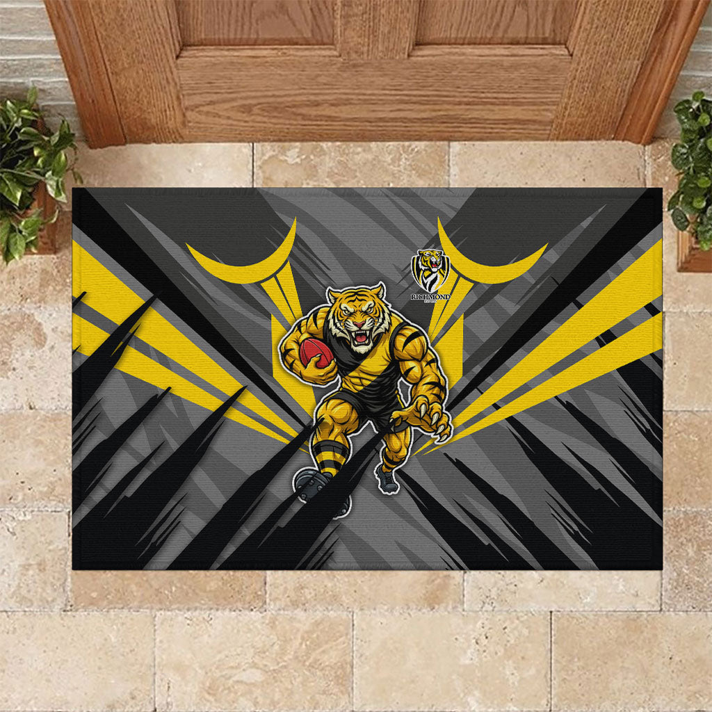 Richmond Tigers Australian Football Rubber Doormat Fierce Tiger Mascot - Bold Team Colors
