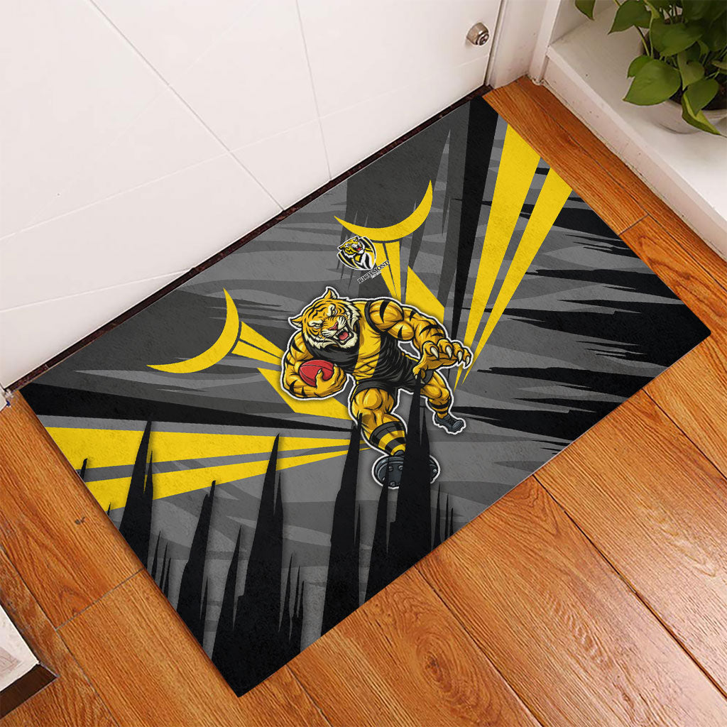 Richmond Tigers Australian Football Rubber Doormat Fierce Tiger Mascot - Bold Team Colors