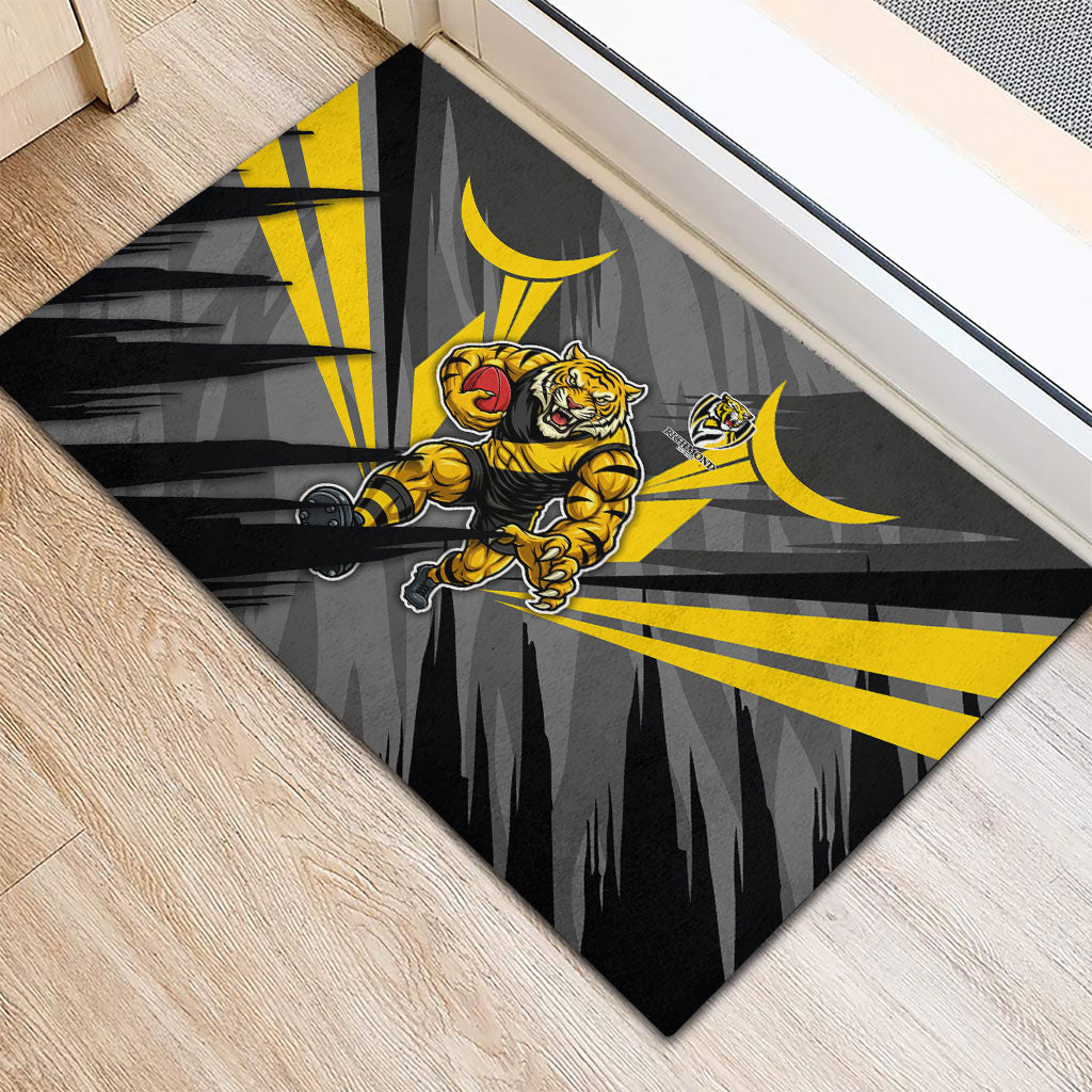 Richmond Tigers Australian Football Rubber Doormat Fierce Tiger Mascot - Bold Team Colors