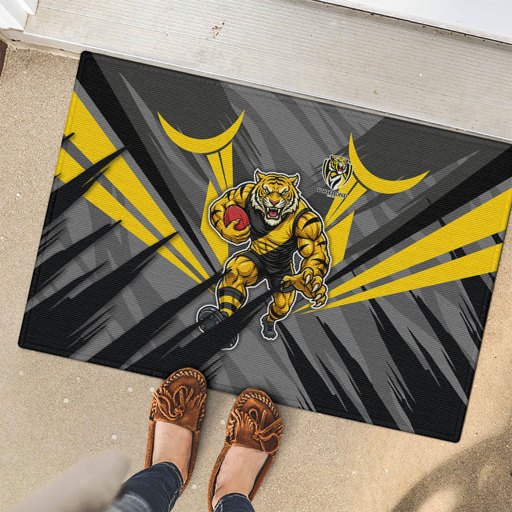 Richmond Tigers Australian Football Rubber Doormat Fierce Tiger Mascot - Bold Team Colors