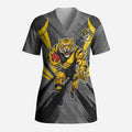 Richmond Tigers Australian Football Scrub Top Fierce Tiger Mascot - Bold Team Colors