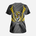 Richmond Tigers Australian Football Scrub Top Fierce Tiger Mascot - Bold Team Colors