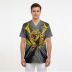 Richmond Tigers Australian Football Scrub Top Fierce Tiger Mascot - Bold Team Colors