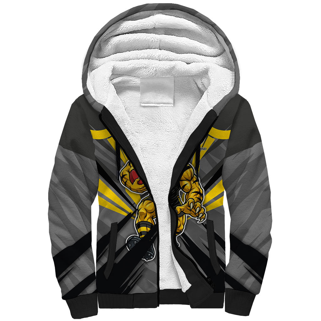 Richmond Tigers Australian Football Sherpa Hoodie Fierce Tiger Mascot - Bold Team Colors