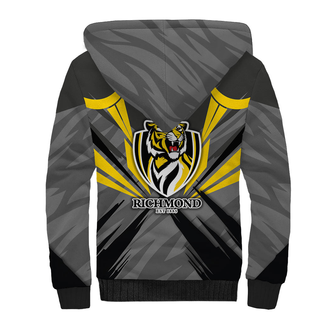 Richmond Tigers Australian Football Sherpa Hoodie Fierce Tiger Mascot - Bold Team Colors