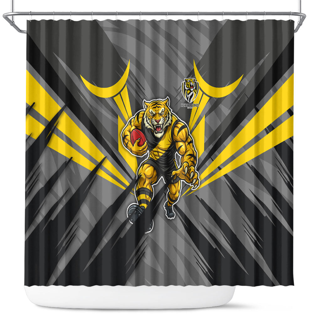 Richmond Tigers Australian Football Shower Curtain Fierce Tiger Mascot - Bold Team Colors