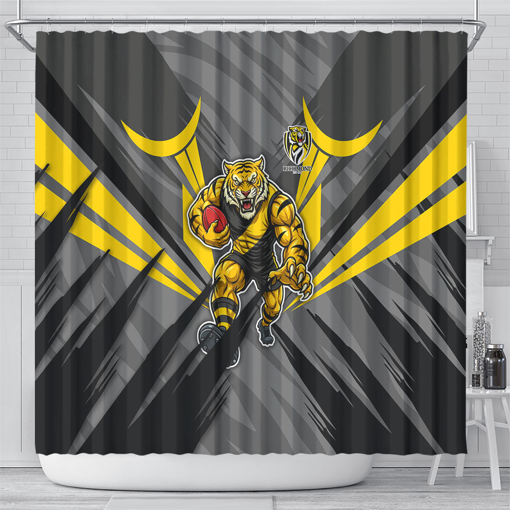Richmond Tigers Australian Football Shower Curtain Fierce Tiger Mascot - Bold Team Colors