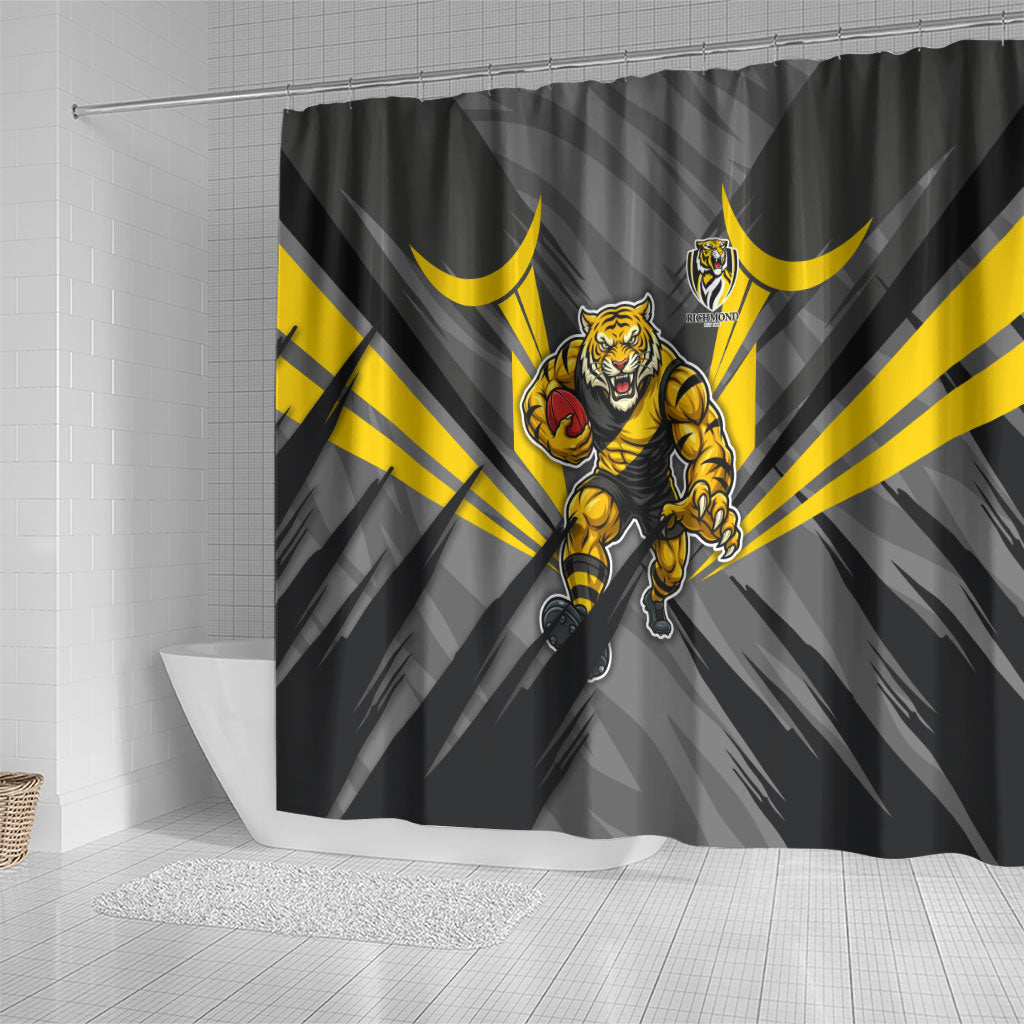 Richmond Tigers Australian Football Shower Curtain Fierce Tiger Mascot - Bold Team Colors