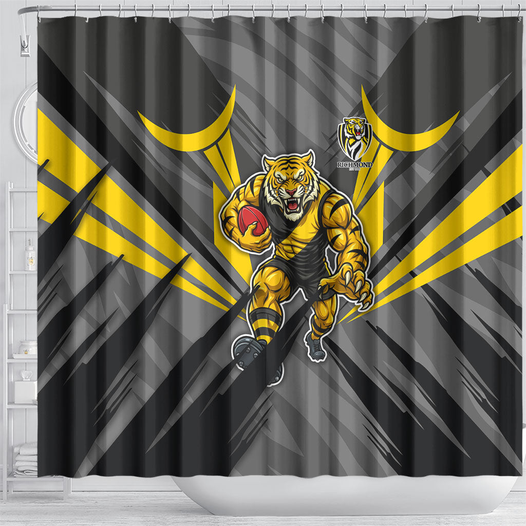 Richmond Tigers Australian Football Shower Curtain Fierce Tiger Mascot - Bold Team Colors