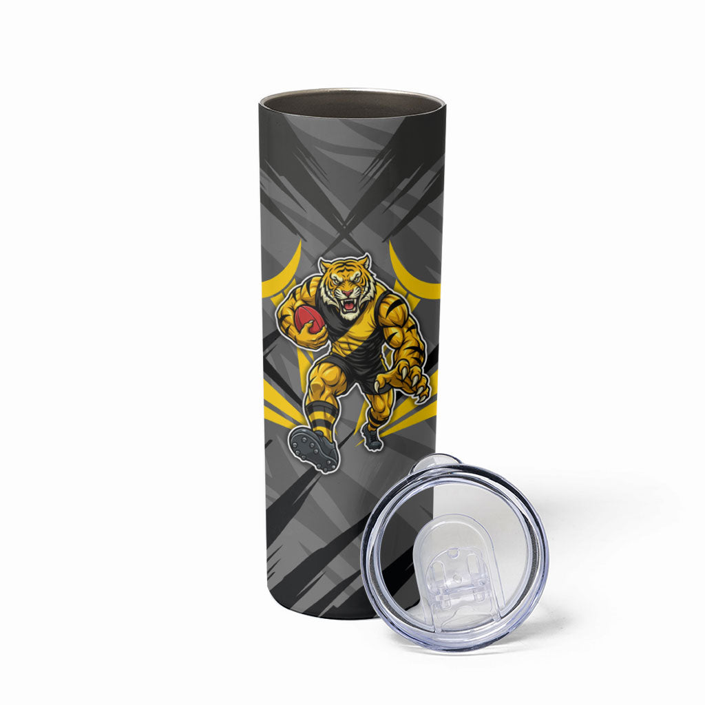 Richmond Tigers Australian Football Skinny Tumbler Fierce Tiger Mascot - Bold Team Colors