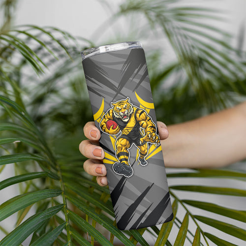 Richmond Tigers Australian Football Skinny Tumbler Fierce Tiger Mascot - Bold Team Colors
