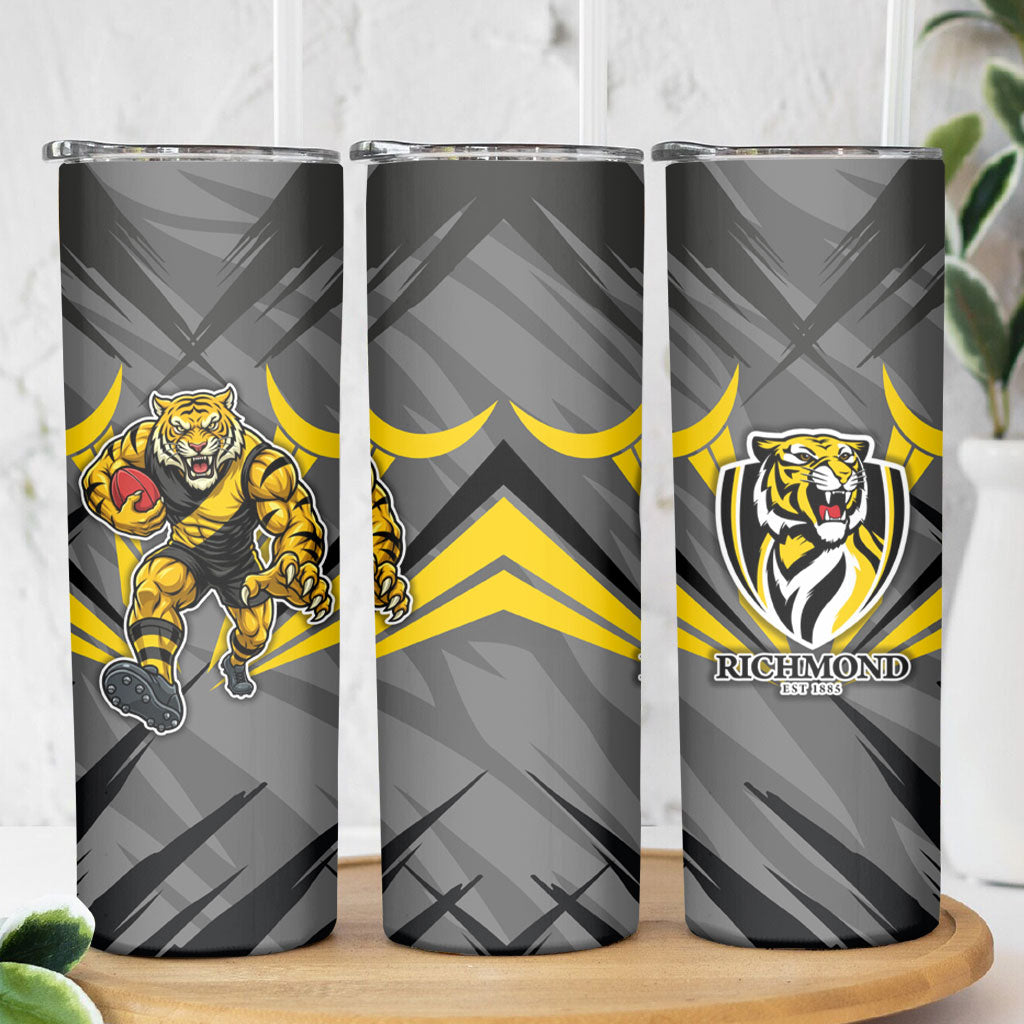 Richmond Tigers Australian Football Skinny Tumbler Fierce Tiger Mascot - Bold Team Colors