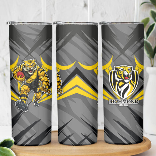 Richmond Tigers Australian Football Skinny Tumbler Fierce Tiger Mascot - Bold Team Colors