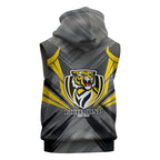 Richmond Tigers Australian Football Sleeveless Zip Hoodie Fierce Tiger Mascot - Bold Team Colors