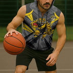 Richmond Tigers Australian Football Sleeveless Zip Hoodie Fierce Tiger Mascot - Bold Team Colors