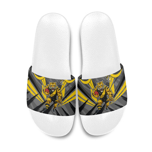 Richmond Tigers Australian Football Slide Sandals Fierce Tiger Mascot - Bold Team Colors