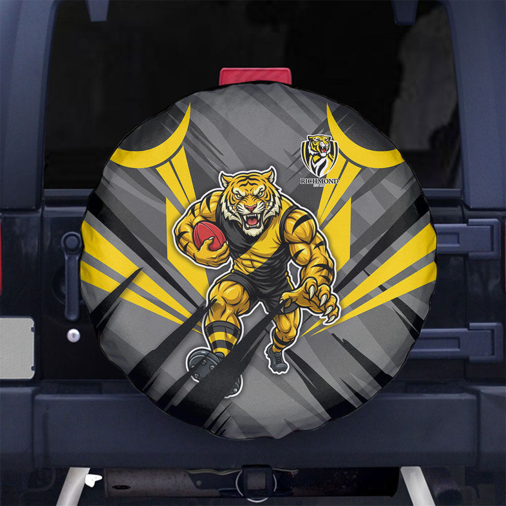 Richmond Tigers Australian Football Spare Tire Cover Fierce Tiger Mascot - Bold Team Colors