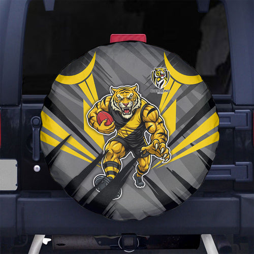 Richmond Tigers Australian Football Spare Tire Cover Fierce Tiger Mascot - Bold Team Colors