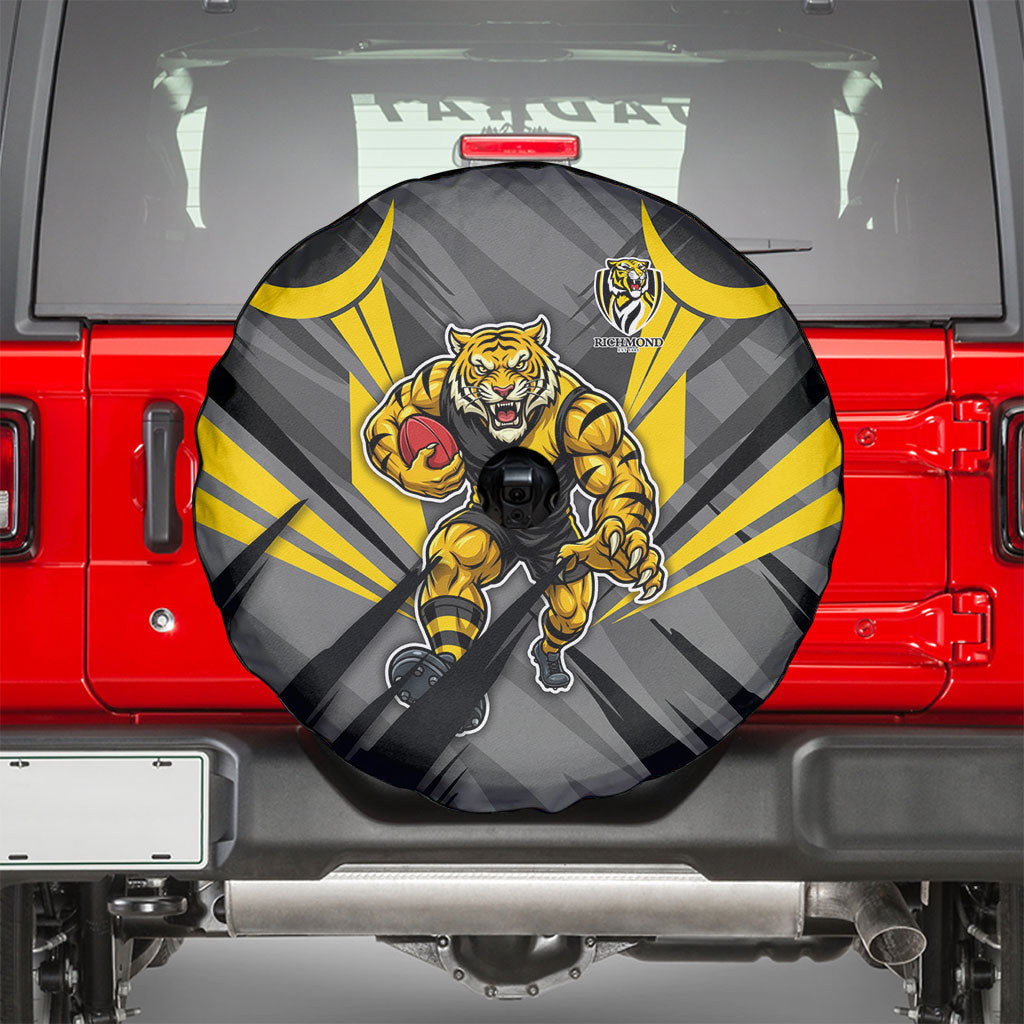 Richmond Tigers Australian Football Spare Tire Cover Fierce Tiger Mascot - Bold Team Colors