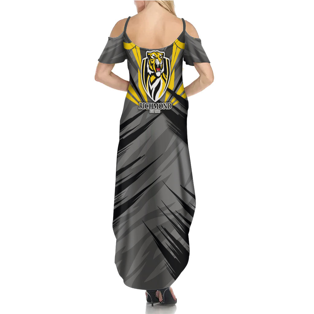 Richmond Tigers Australian Football Summer Maxi Dress Fierce Tiger Mascot - Bold Team Colors