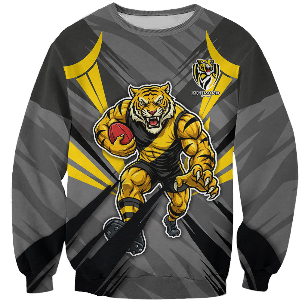Richmond Tigers Australian Football Sweatshirt Fierce Tiger Mascot - Bold Team Colors