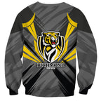 Richmond Tigers Australian Football Sweatshirt Fierce Tiger Mascot - Bold Team Colors