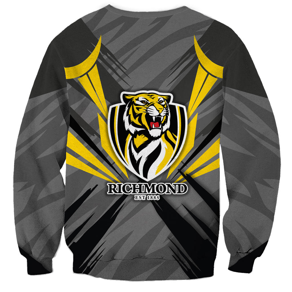 Richmond Tigers Australian Football Sweatshirt Fierce Tiger Mascot - Bold Team Colors
