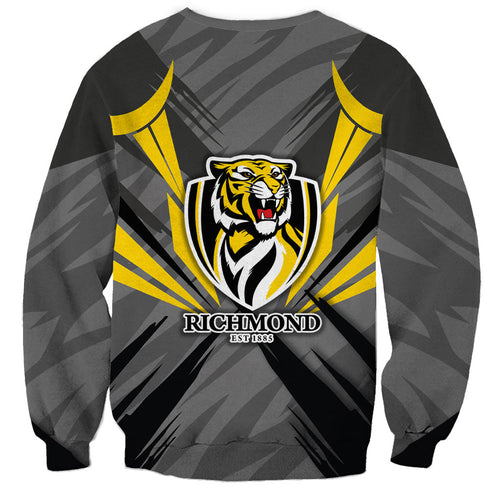 Richmond Tigers Australian Football Sweatshirt Fierce Tiger Mascot - Bold Team Colors