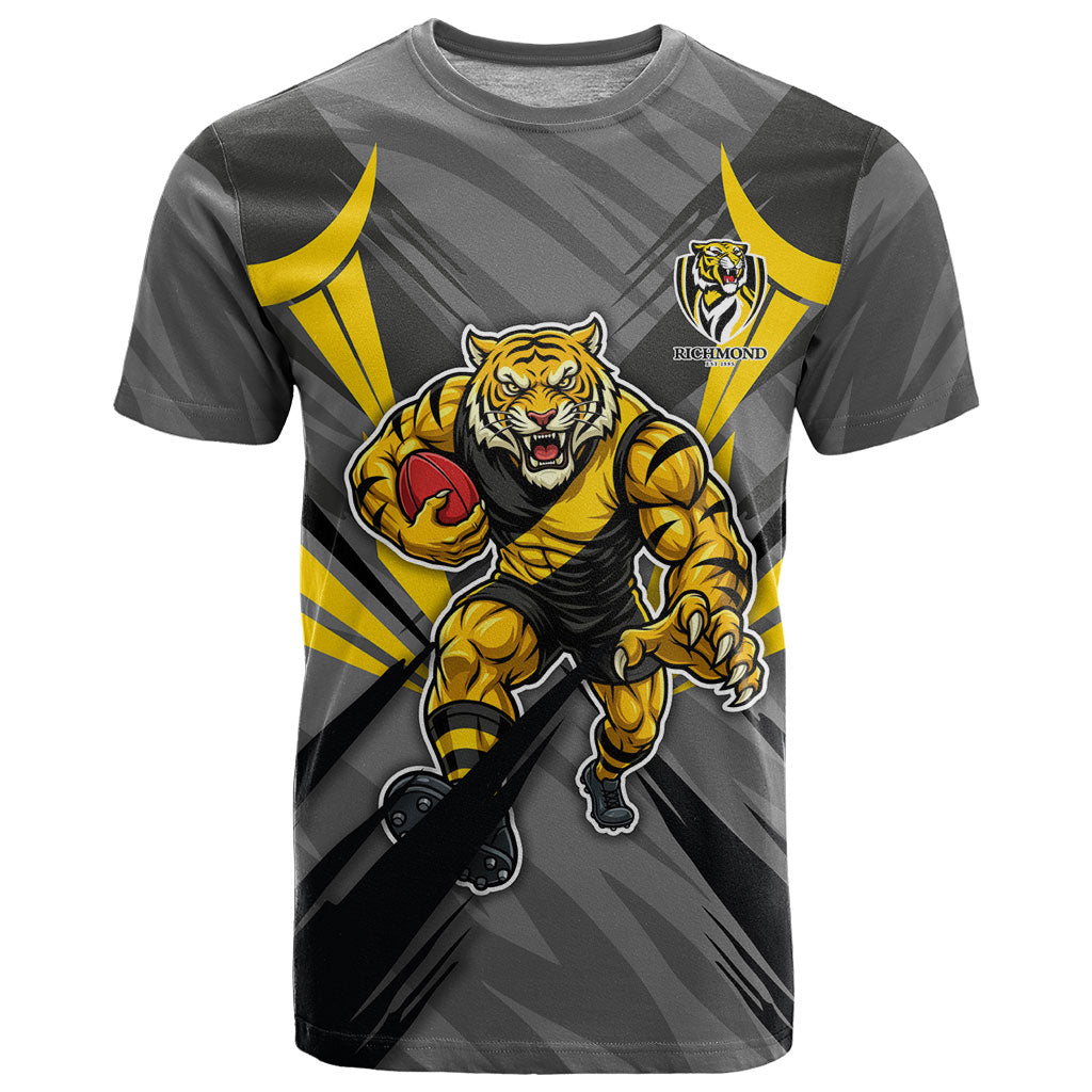 Richmond Tigers Australian Football T Shirt Fierce Tiger Mascot - Bold Team Colors