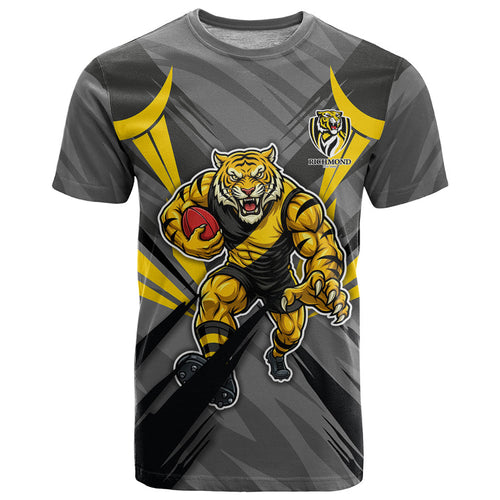 Richmond Tigers Australian Football T Shirt Fierce Tiger Mascot - Bold Team Colors