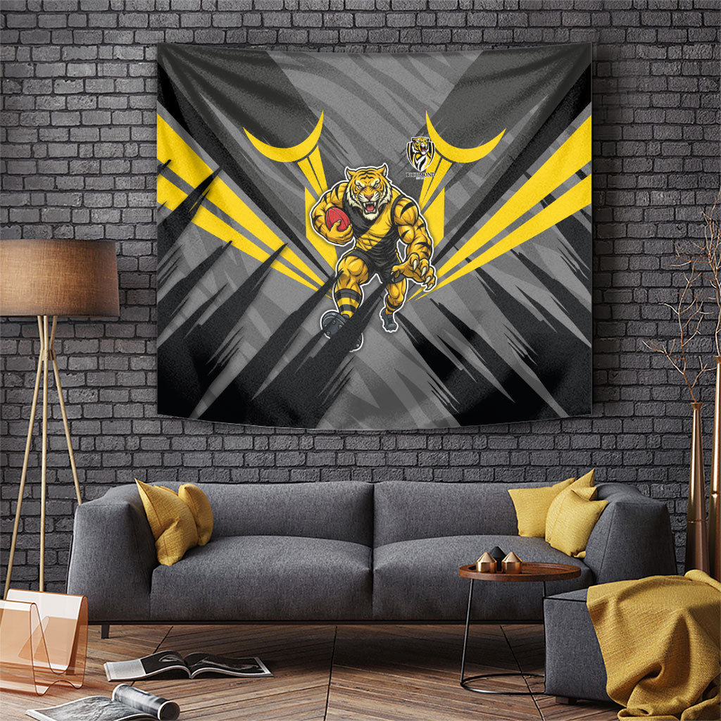 Richmond Tigers Australian Football Tapestry Fierce Tiger Mascot - Bold Team Colors