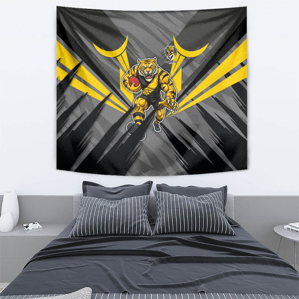 Richmond Tigers Australian Football Tapestry Fierce Tiger Mascot - Bold Team Colors