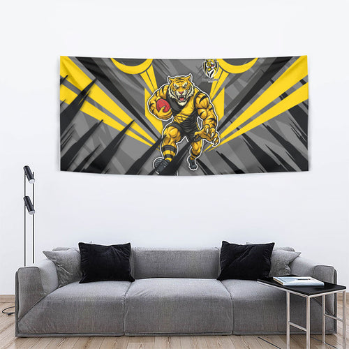 Richmond Tigers Australian Football Tapestry Fierce Tiger Mascot - Bold Team Colors