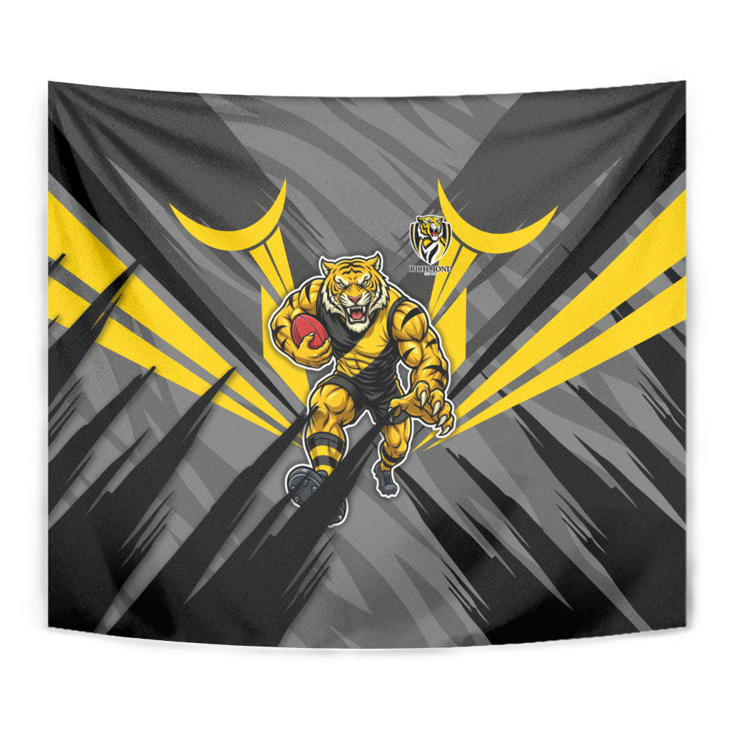 Richmond Tigers Australian Football Tapestry Fierce Tiger Mascot - Bold Team Colors