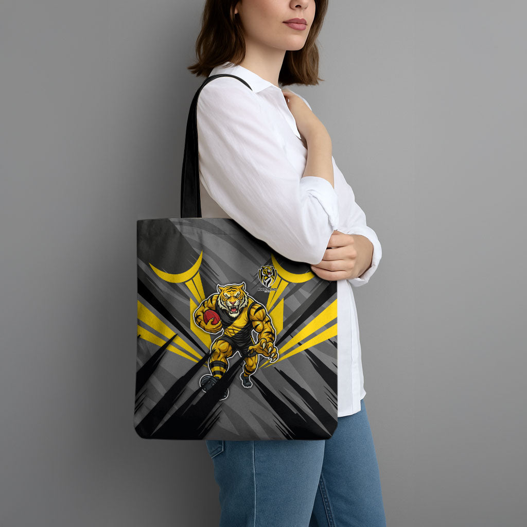 Richmond Tigers Australian Football Tote Bag Fierce Tiger Mascot - Bold Team Colors