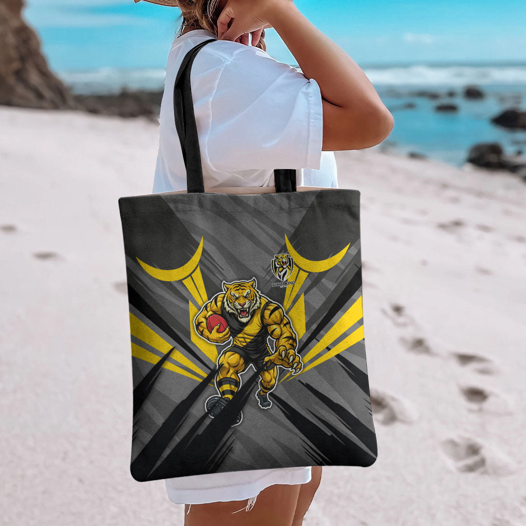 Richmond Tigers Australian Football Tote Bag Fierce Tiger Mascot - Bold Team Colors