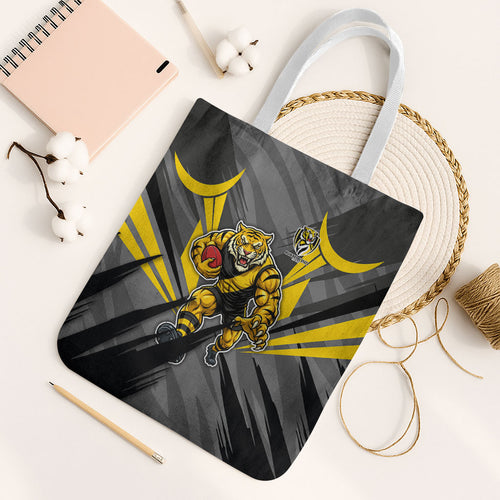 Richmond Tigers Australian Football Tote Bag Fierce Tiger Mascot - Bold Team Colors