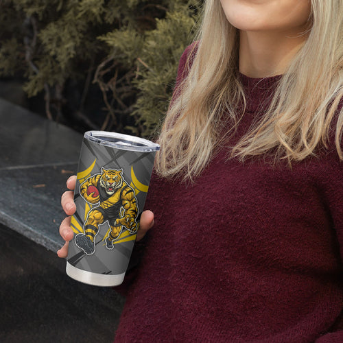 Richmond Tigers Australian Football Tumbler Cup Fierce Tiger Mascot - Bold Team Colors